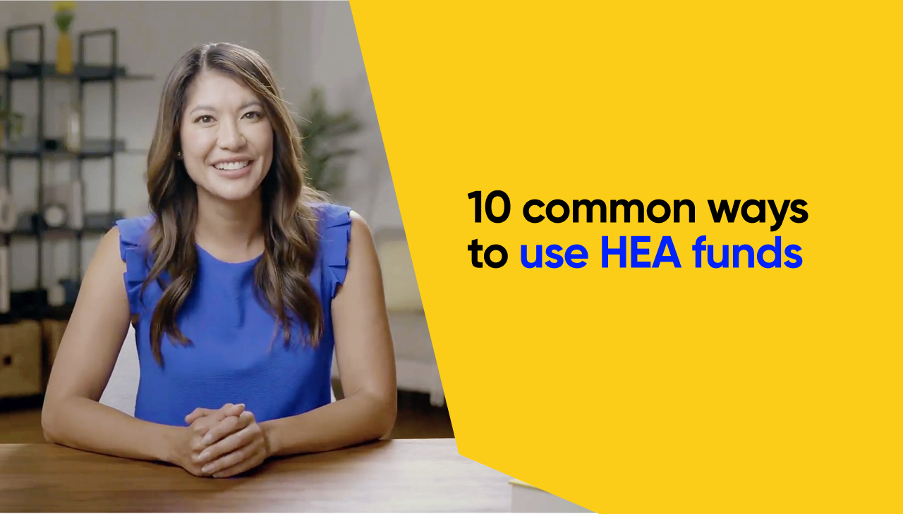 Woman smiling with text overlay: "10 common ways to use HEA funds" — Unlock home equity article thumbnail preview