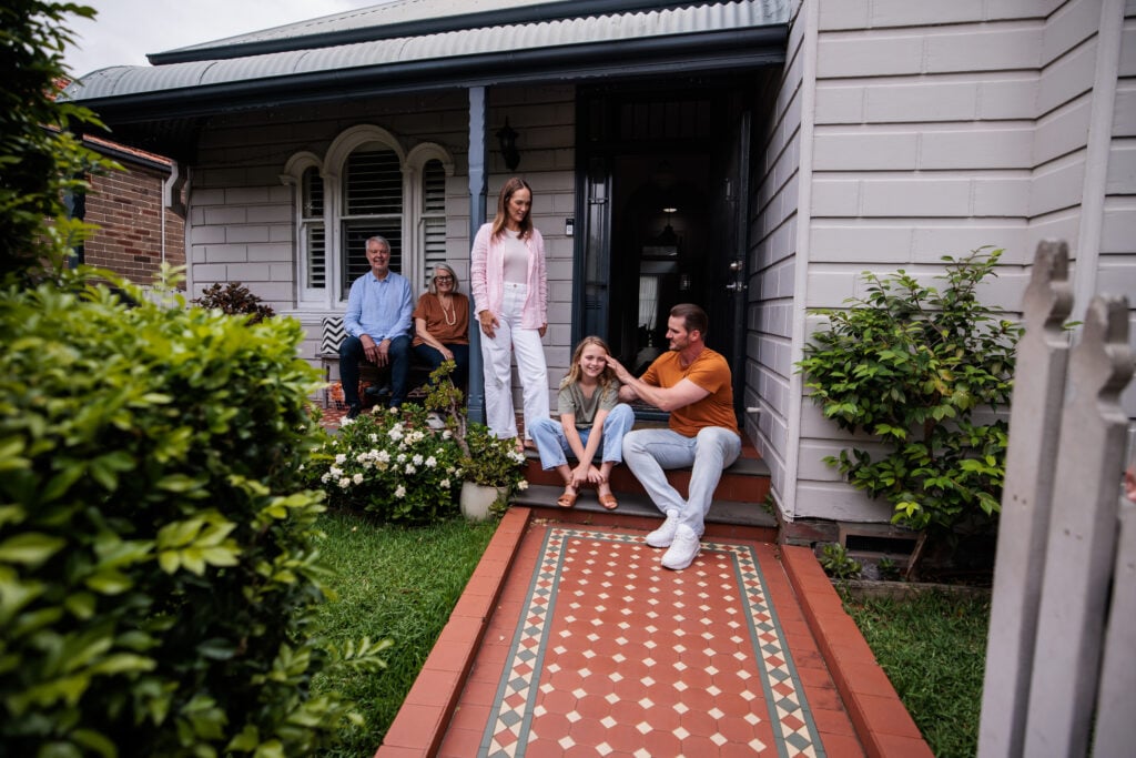 Multigenerational family on porch